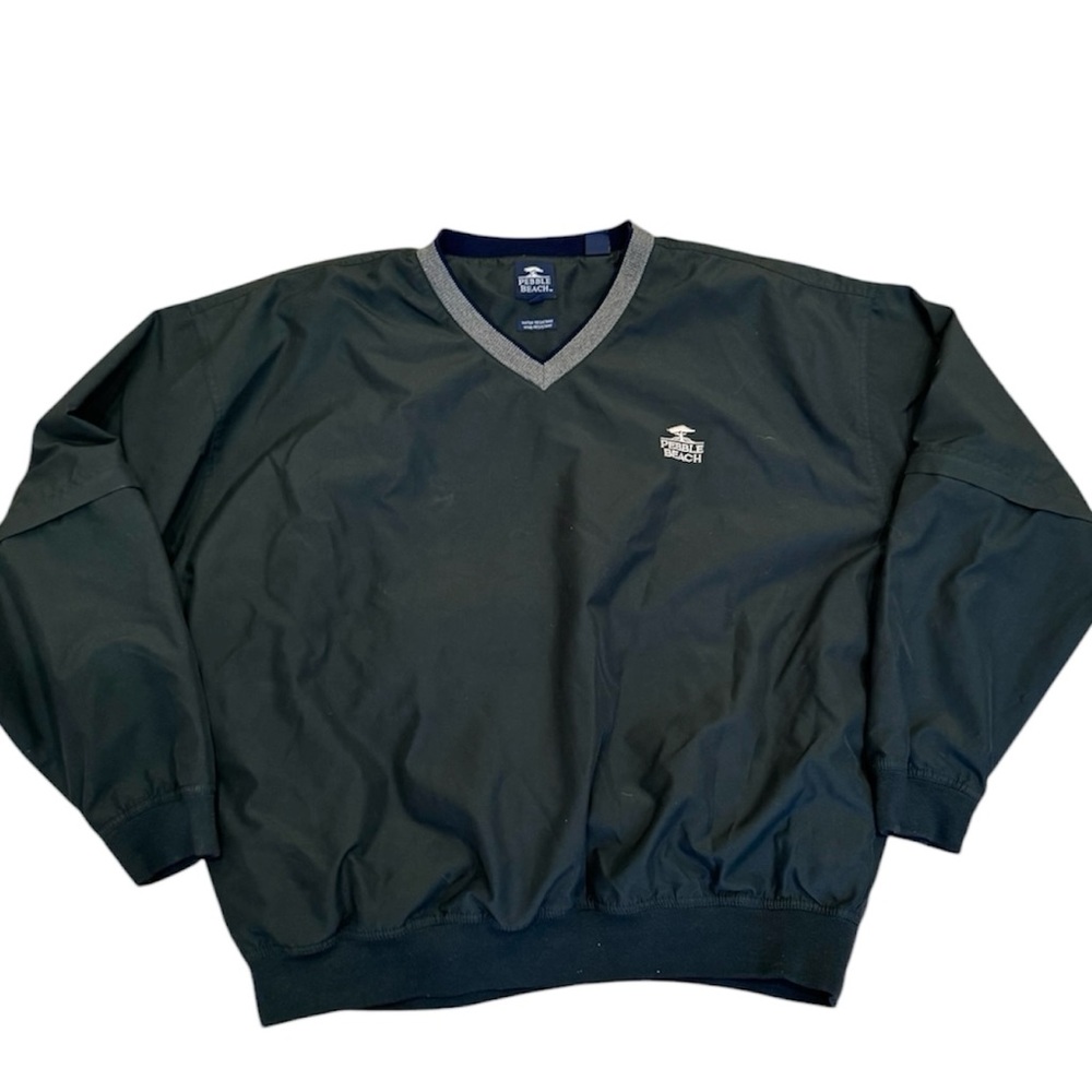 Pebble Beach Men’s Green Golf Wind Shirt Windbreaker Pullover Jacket Vneck XL